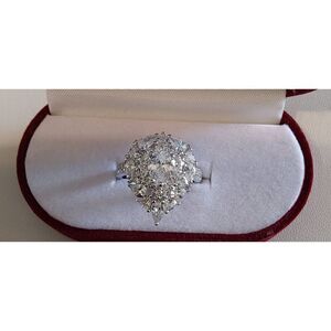 Stunning 6.79 Ct. Pear Cluster Diamond Sim Cocktail Ring Sz 8